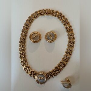 ❌SOLD❌Vintage 80s 90s chunky panther necklace and earrings set